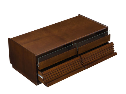 Modern Rectangle Coffee Table With 4 Drawers And 2 Display Shelves