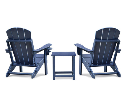 Folding Outdoor Adirondack Chair For Relaxing, Hdpe All-Weather Fire Pit Chair, Patio Lawn Chair For Outside Deck Garden Backyardf Balcony - Navy Blue