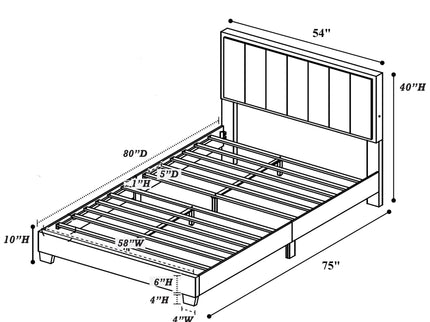 Bed With Channel Tufting And Built In LED Headboard