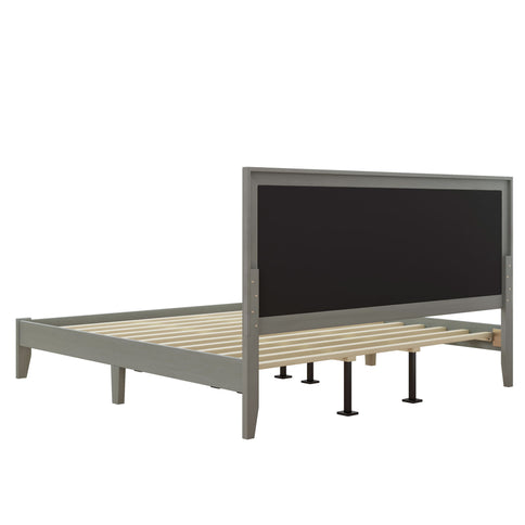 Mid Century Modern Platform Bed With Upholstered Headboard