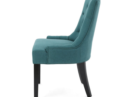 Dining Chair (Set of 2) With Upholstered Diamond Tufting And Espresso Birch Legs - Teal