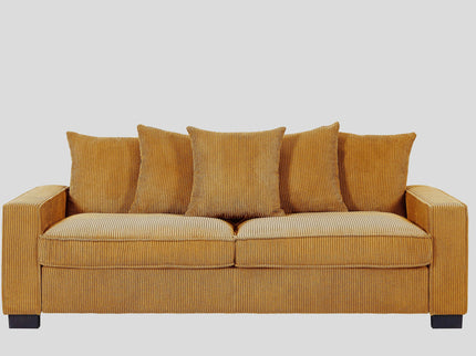 Luxe Sofa With 5 Matching Toss Pillows, Sleek Design, Spacious And Comfortable 3 Seater Couch
