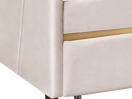 Upholstered Daybed With Two Drawers And Wood Slat