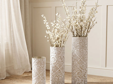 Floor Vases, Tall Home Decor Vases (Set of 3) - White / Gold