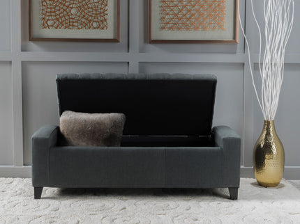 Contemporary Storage Ottoman With Tufted Top - Dark Gray