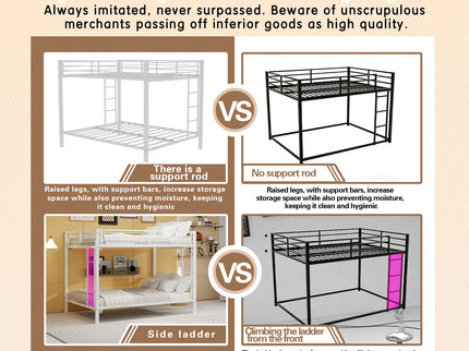 Bunk Bed For Kids, Convertible Frame With Ladders & Guardrail