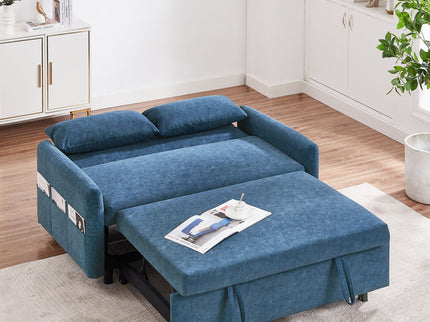 Pull Out Sleep Sofa Bed Loveseats Sofa Couch With Adjsutable Backrest, Storage Pockets, 2 Soft Pillows, USB Ports For Living Room, Bedroom, Apartment, Office