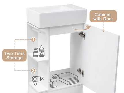 Modern Bathroom Vanity With Sink And 2 Tier Shelf