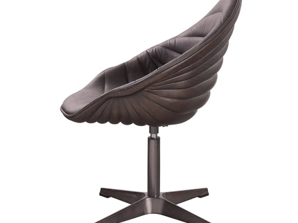 Pipino - Top Grain Leather Accent Chair With Swivel - Antique Ebony