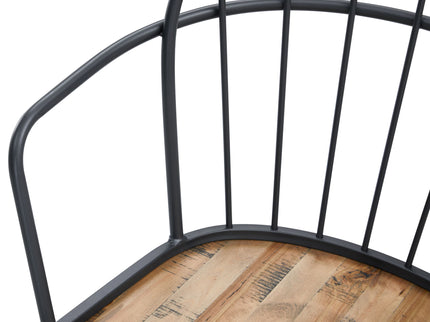 Industrial Inspired Indoor Dining Chair With Metal Legs And Birch (Set of 2) - Black / Natural