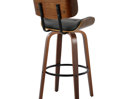Lombardi - Mid-Century Modern Fixed Height Barstool With Swivel With Round Footrest (Set of 2)