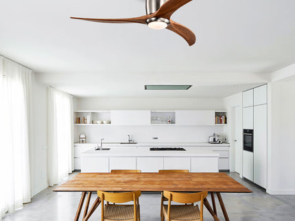 Flush Mount Fan Light, 3 Blades Ceiling Fan With Lights Remote Control, Quiet DC Motor, 6 Speed - Nickel