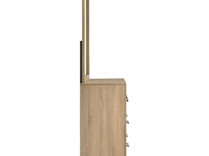 Merritt - 6 Drawer Dresser With Mirror - Light Oak