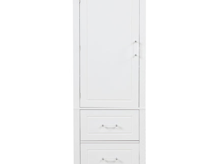 Tall Freestanding Bathroom Storage Cabinet With 2 Drawers And Adjustable Shelf