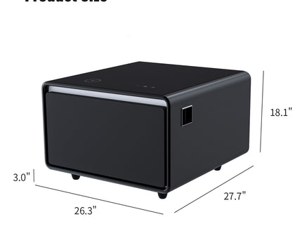 Modern Smart Side Table With Built-In Fridge, Wireless Charging, Temperature Control, Power Socket, USB Ports, Outlet Protection, Induction Light