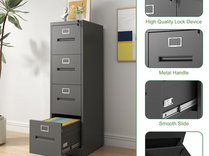 Premium Drawer File Cabinet With Lock, Metal Vertical Design, A4 Legal / Letter Size