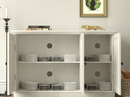 Storage Cabinet With 3 Mirrored Acrylic Doors, Adjustable Shelves