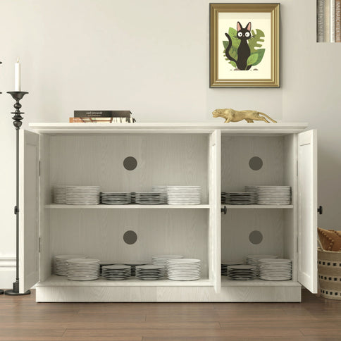 Storage Cabinet With 3 Mirrored Acrylic Doors, Adjustable Shelves