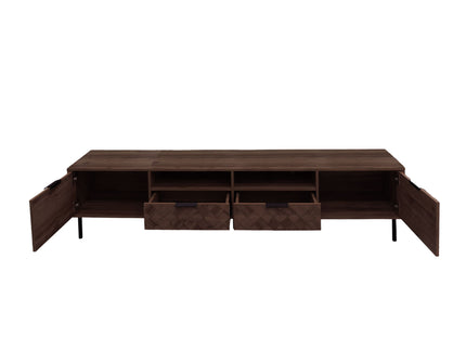 TV Stand For TVs Up To 85" With Closed Storage, Soft Closing Hinges, Living Room Entertainment Center - Walnut
