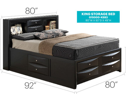 Modern Design Storage Bed With Bookcase Headboard