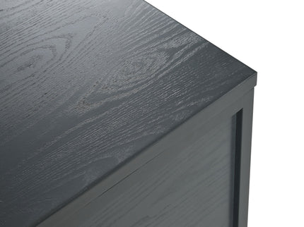 Retro Industrial 4 Door Sideboard With Large Storage, Rattan And Glass Doors