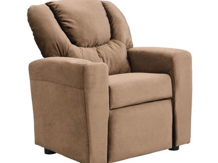 Kids Recliner Chair, Kids Upholstered Couch With Two Cup Holder, Footrest, Backrest, Toddlers Recliner With Headrest And Footrest - Black