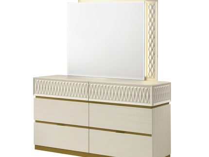 Stanley - LED Bedroom Mirror With Crocodile Texture Frame (Dresser Not Included) - Gray