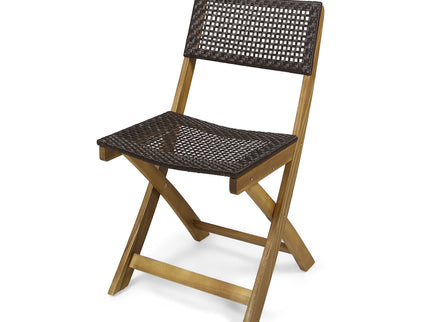 Bistro Foldable Chair With Wicker Backrest