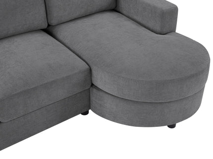 Modern L-Shaped Sectional Sofa With Curved Chaise, USB Ports, And Side Storage Pockets