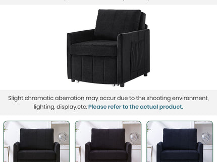 Upholstered Convertible Sleeper Sofa With 5 Position Backrest, Side Pockets, Storage