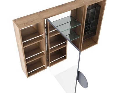 Wall Mounted Bathroom Mirror Cabinet With Adjustable Shelves Storage Cabinet - Imitative Oak