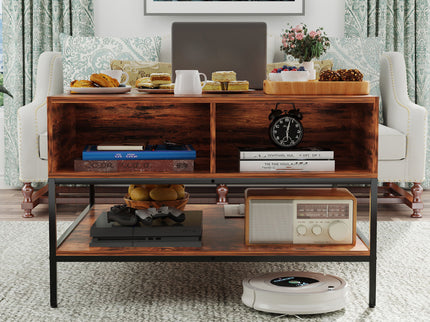 Rustic Flip Top Coffee Table With Hidden Storage - Black / Brown