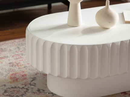 Fluted Storage Table With Lift Off Lid - Cream White