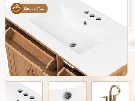 Bathroom Vanity With Sink, Soft Close Doors & Drawers - Wood