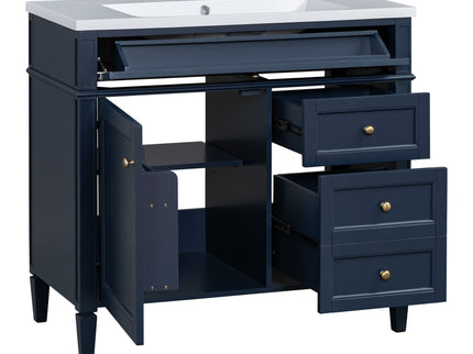Bathroom Vanity & Top Sink, Modern Bathroom Storage Cabinet With 2 Drawers And A Tip-Out Drawer