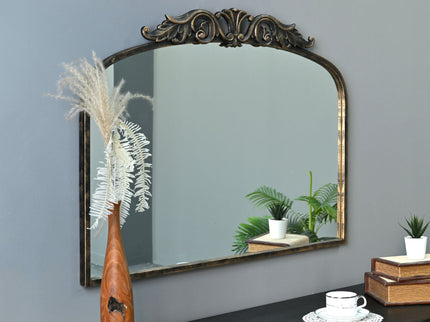 Handmade Arched Mirror, Ornate Baroque For Entryway - Antique Bronze