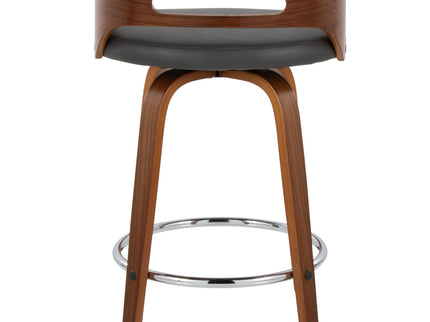 Cassis - Mid Century Modern Fixed Height Counter Stool With Swivel With Round Footrest (Set of 2)