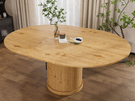 Extendable Oval Dining Table With 2 Tier Storage - Oak