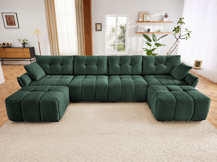 Sofa Set With Ottoman And Pillows, Textured, High Resilience Cushions