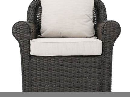 Amaya - Outdoor Swivel Rocker Chair With Water Resistant Cushions - Brown / Beige