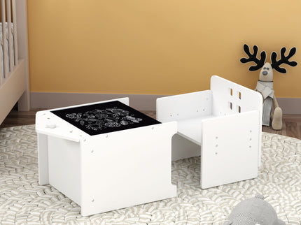 Montessori Weaning Table And Chair Set, Toddler Table With Adjustable Height - White