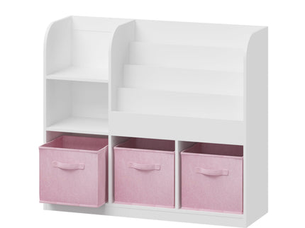 Bookcase And Bookshelf With 3 Collapsible Drawers, Multifunctional Display Stand
