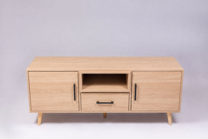 TV Stand For TVs Up To 60" With 2 Doors, 1 Drawer And 1 Open Shelf - Walnut