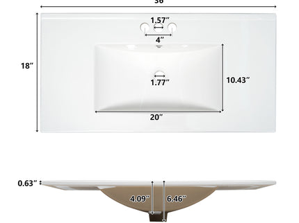 Shaker Free Standing Bathroom Vanity Cabinet With Sink, Soft Close Drawers, Soft Close Doors
