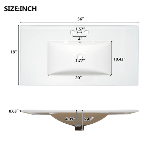 Shaker Free Standing Bathroom Vanity Cabinet With Sink, Soft Close Drawers, Soft Close Doors