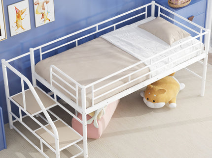 Loft Bed With Storage Stairs And Metal Frame