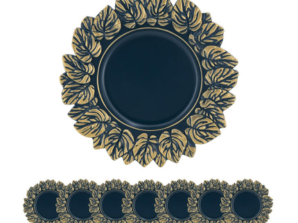 Plastic Charger Plate (Set of 8) - Blue / Gold