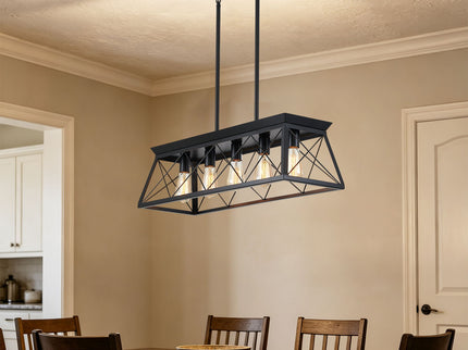 Chandelier Pendant Light For Dining Room Kitchen, 5 Light Fixture With Adjustable Height