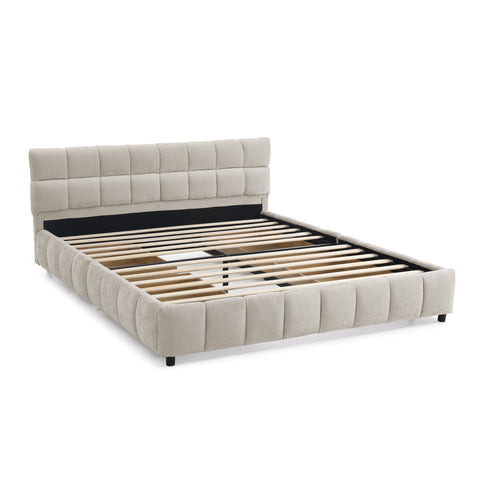 Modern Platform Bed Frame With Thick Fabric