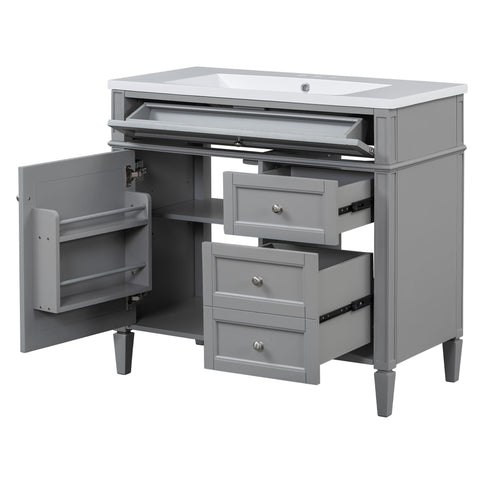 Bathroom Vanity & Top Sink, Modern Bathroom Storage Cabinet With 2 Drawers And A Tip-Out Drawer